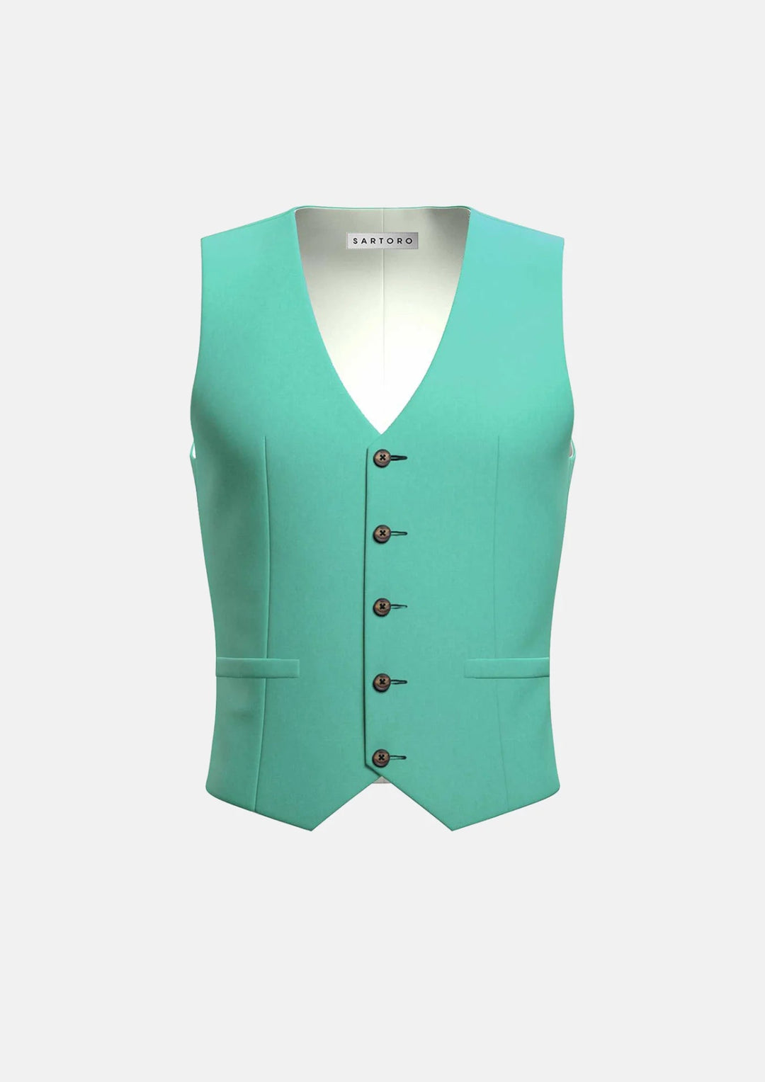 Atlantis Green Linen Blend Vest - SARTORO