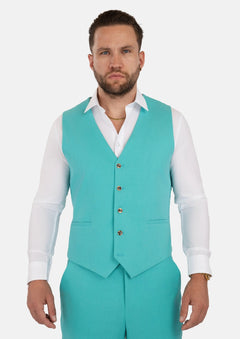 Atlantis Green Linen Blend Vest - SARTORO
