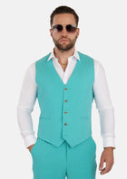 Atlantis Green Linen Blend Vest - SARTORO371