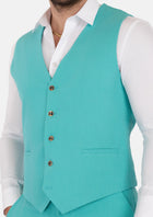 Atlantis Green Linen Blend Vest - SARTORO864