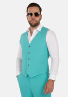Atlantis Green Linen Blend Vest - SARTORO263