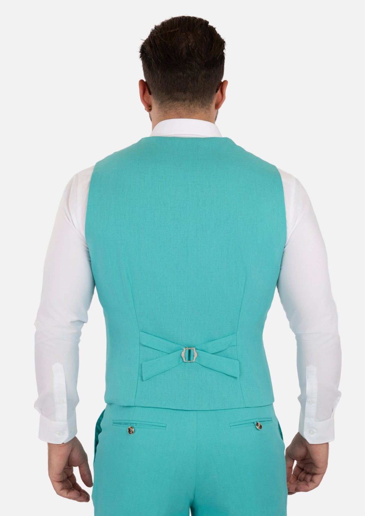 Atlantis Green Linen Blend Vest - SARTORO