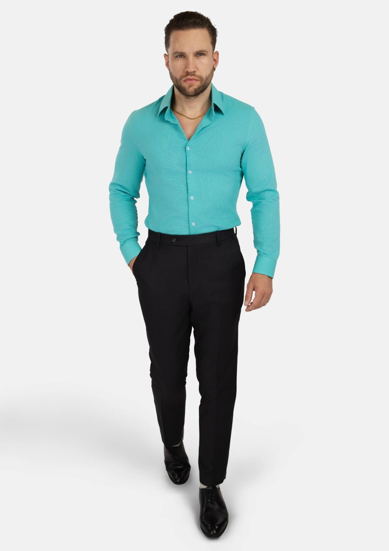 Atlantis Green Linen Shirt - SARTORO