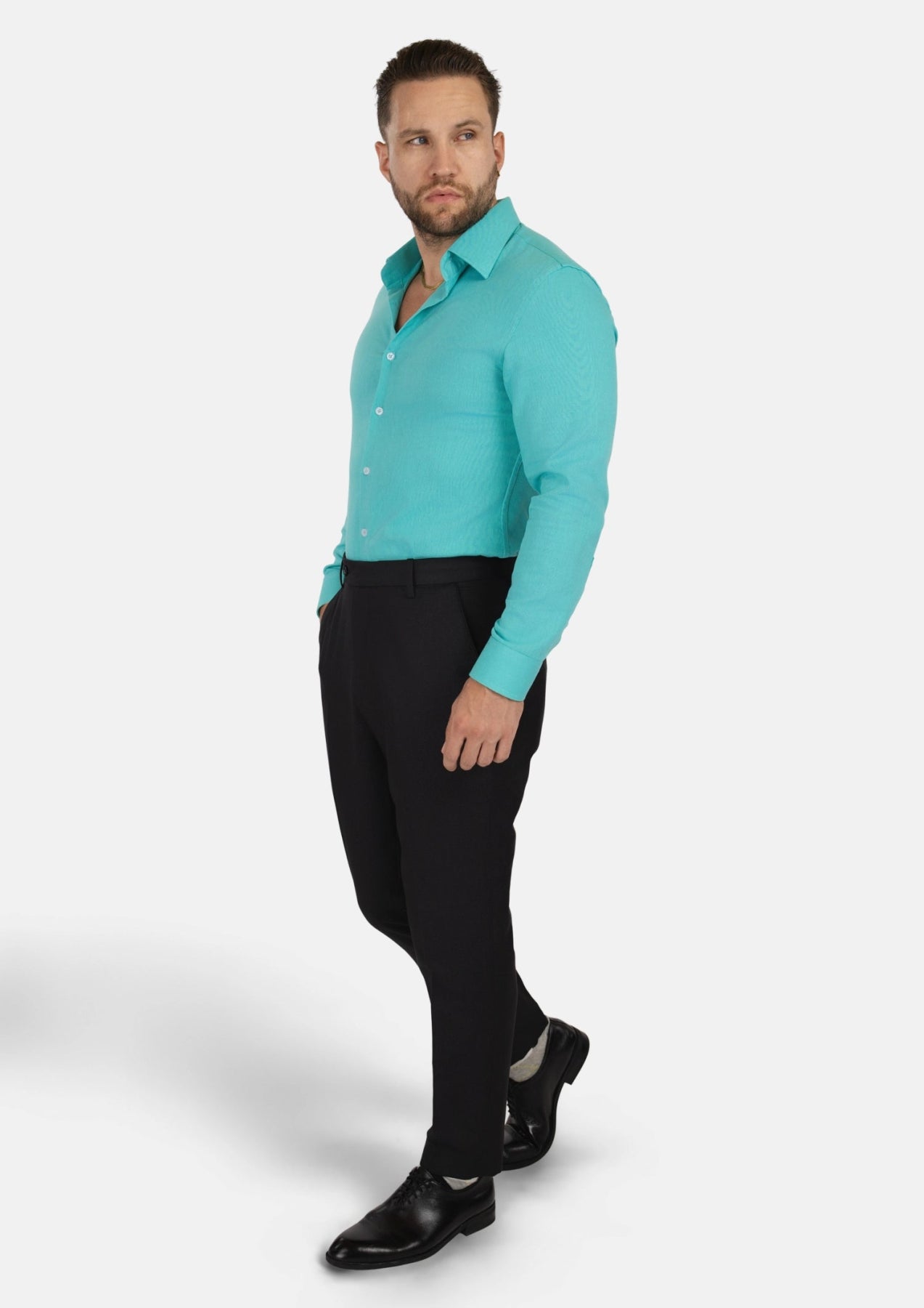 Atlantis Green Linen Shirt - SARTORO