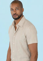 Beige Linen Blend T-Shirt - SARTORO791