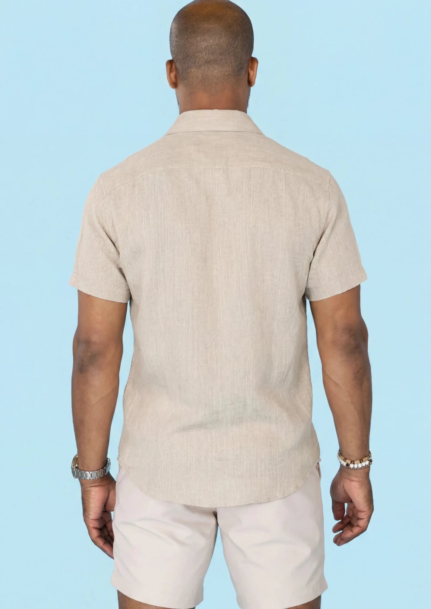 Beige Linen Blend T-Shirt - SARTORO524