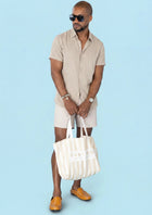 Beige Linen Blend T-Shirt - SARTORO115
