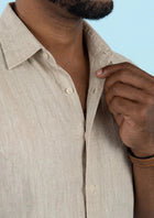 Beige Linen Blend T-Shirt - SARTORO886