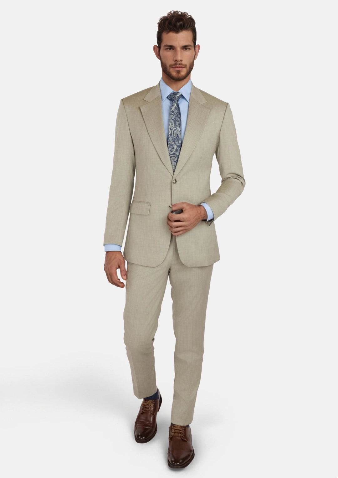 Beige Sandstone Italian Wool Suit - SARTORO