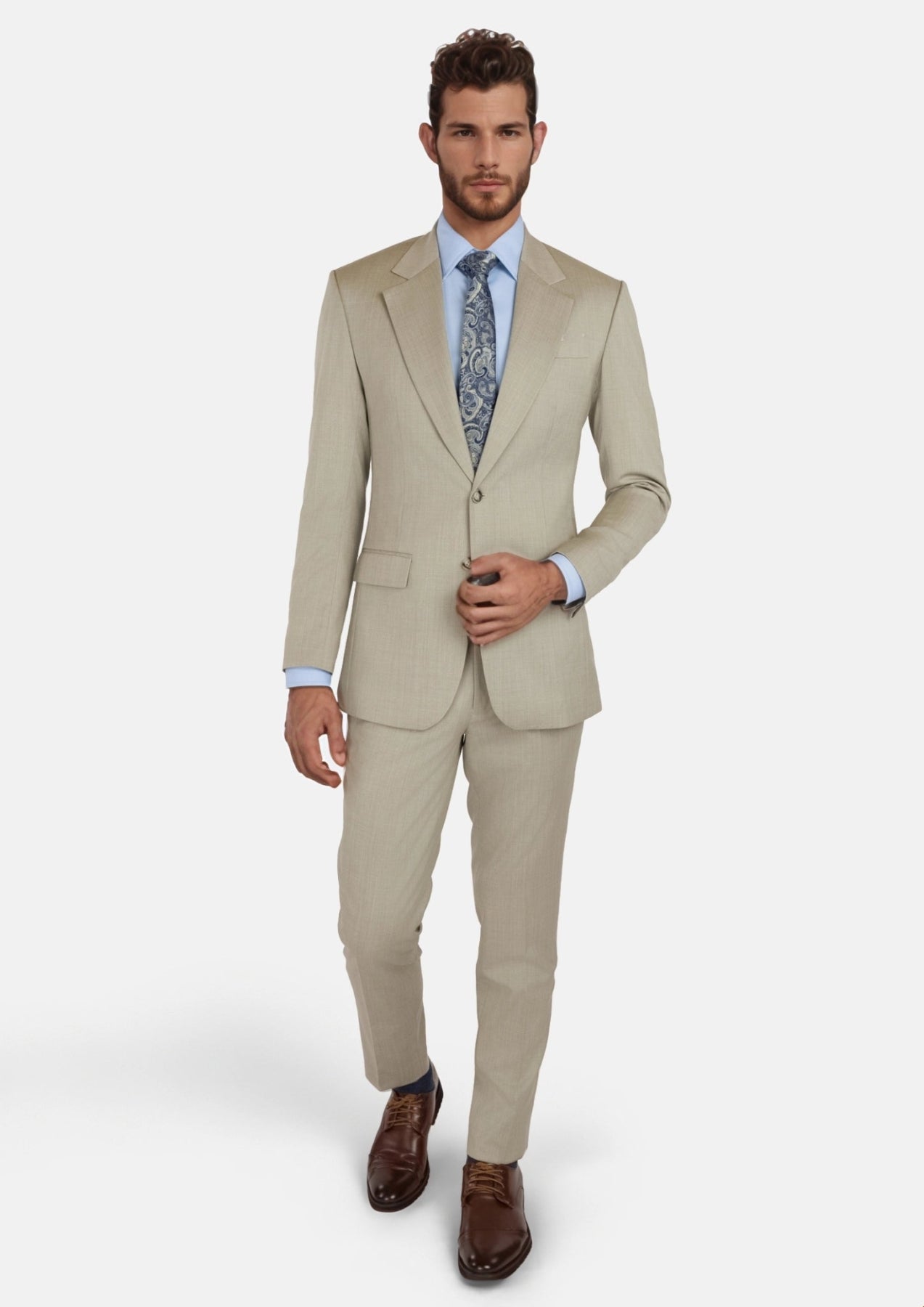 Beige Sandstone Italian Wool Suit - SARTORO
