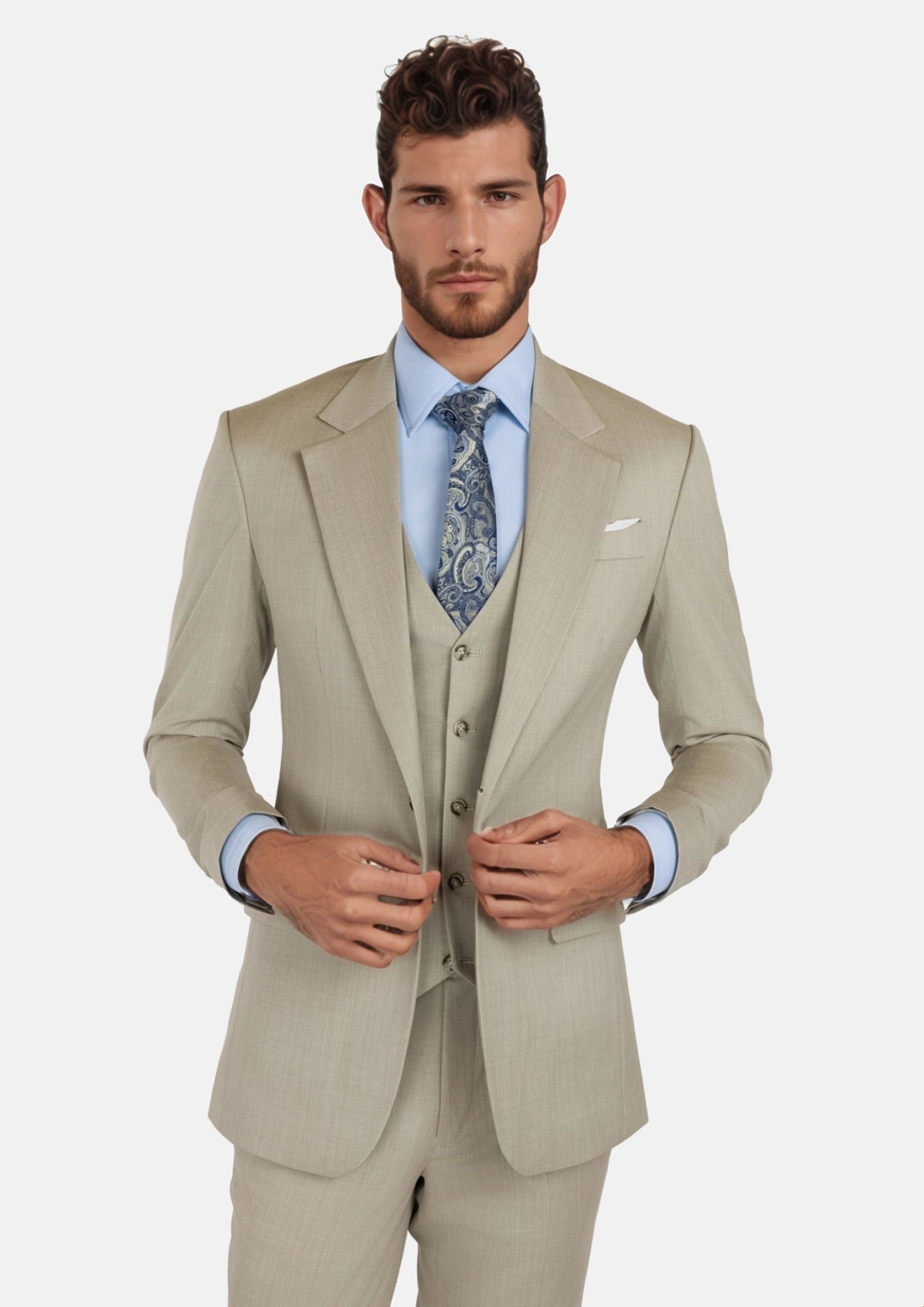 Beige Sandstone Italian Wool Suit - SARTORO