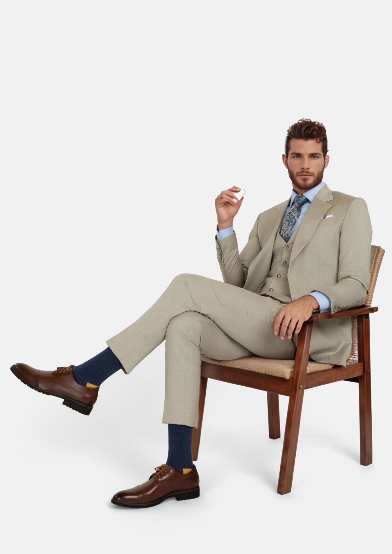 Beige Sandstone Italian Wool Suit - SARTORO