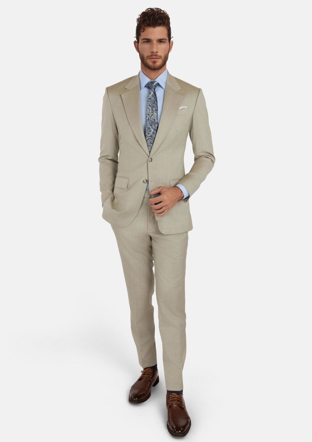 Beige Sandstone Italian Wool Suit - SARTORO