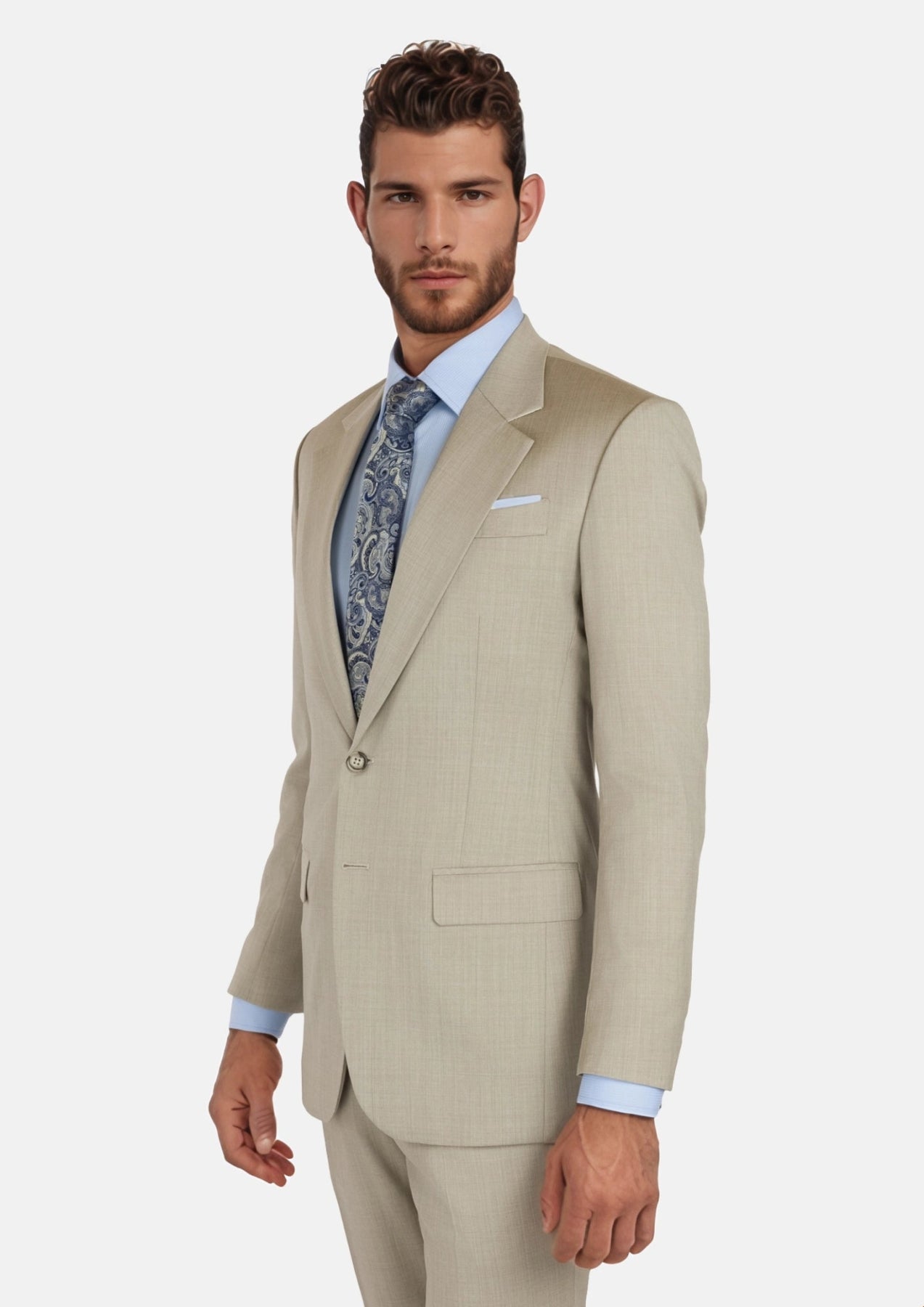 Beige Sandstone Italian Wool Suit - SARTORO
