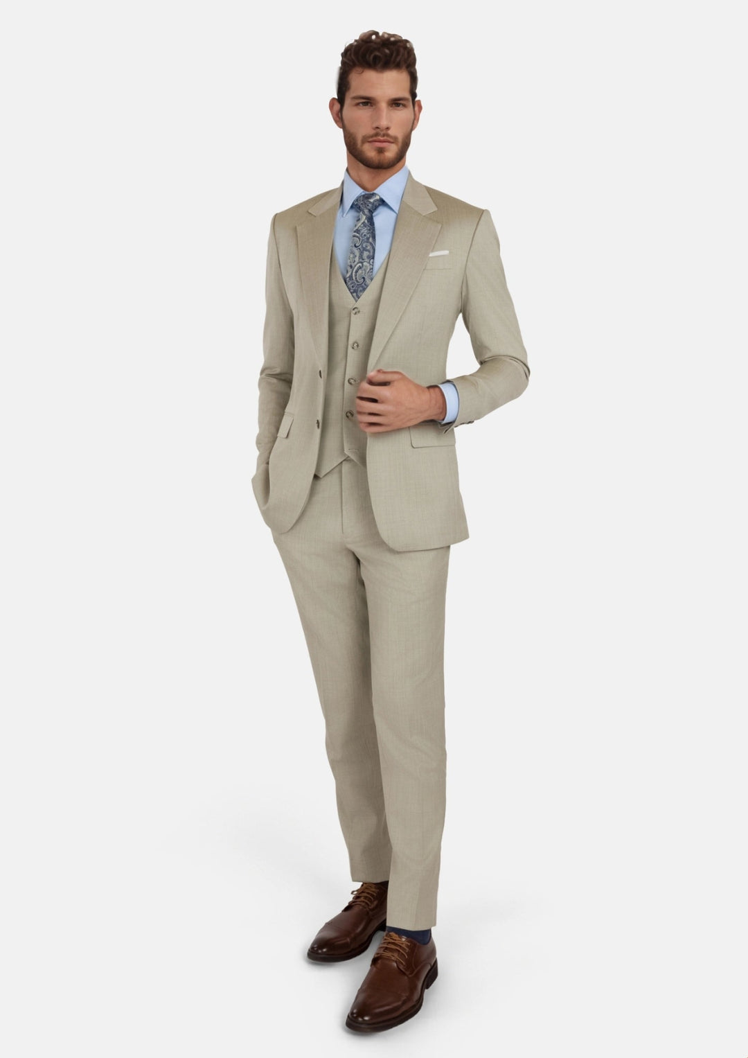 Beige Sandstone Italian Wool Suit - SARTORO