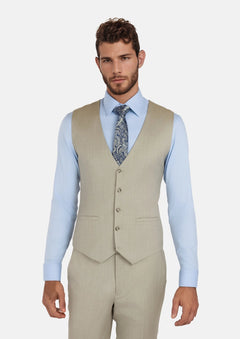 Beige Sandstone Italian Wool Vest - SARTORO