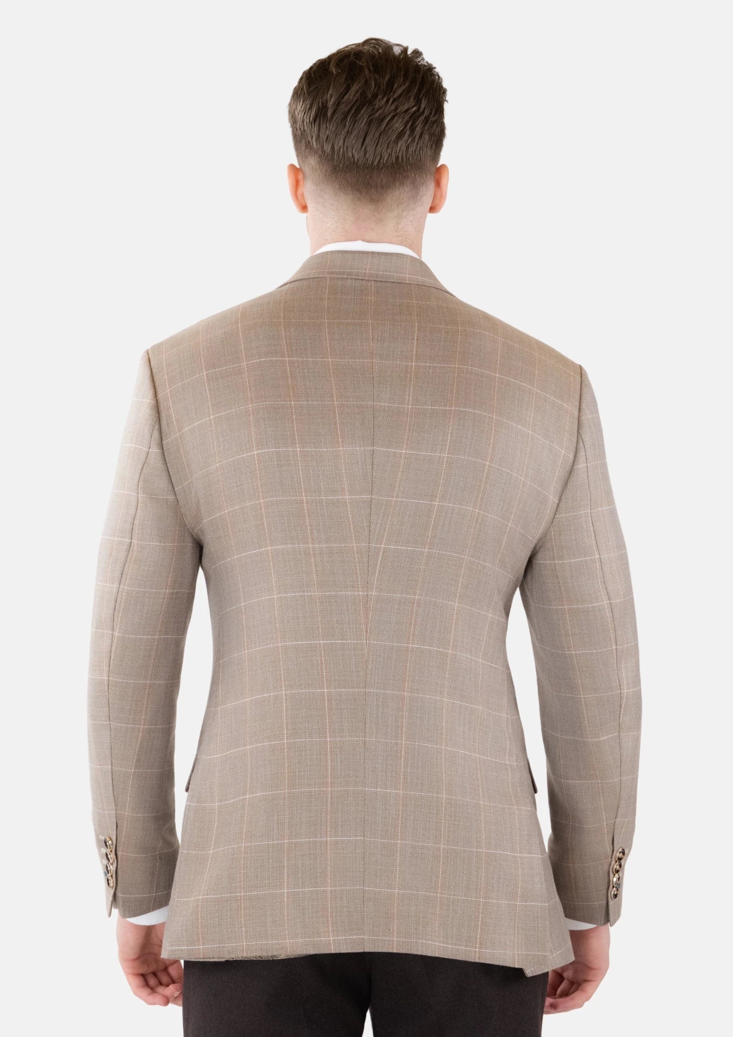 Beige Windowpane Check Jacket - SARTORO609