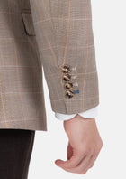Beige Windowpane Check Jacket - SARTORO947
