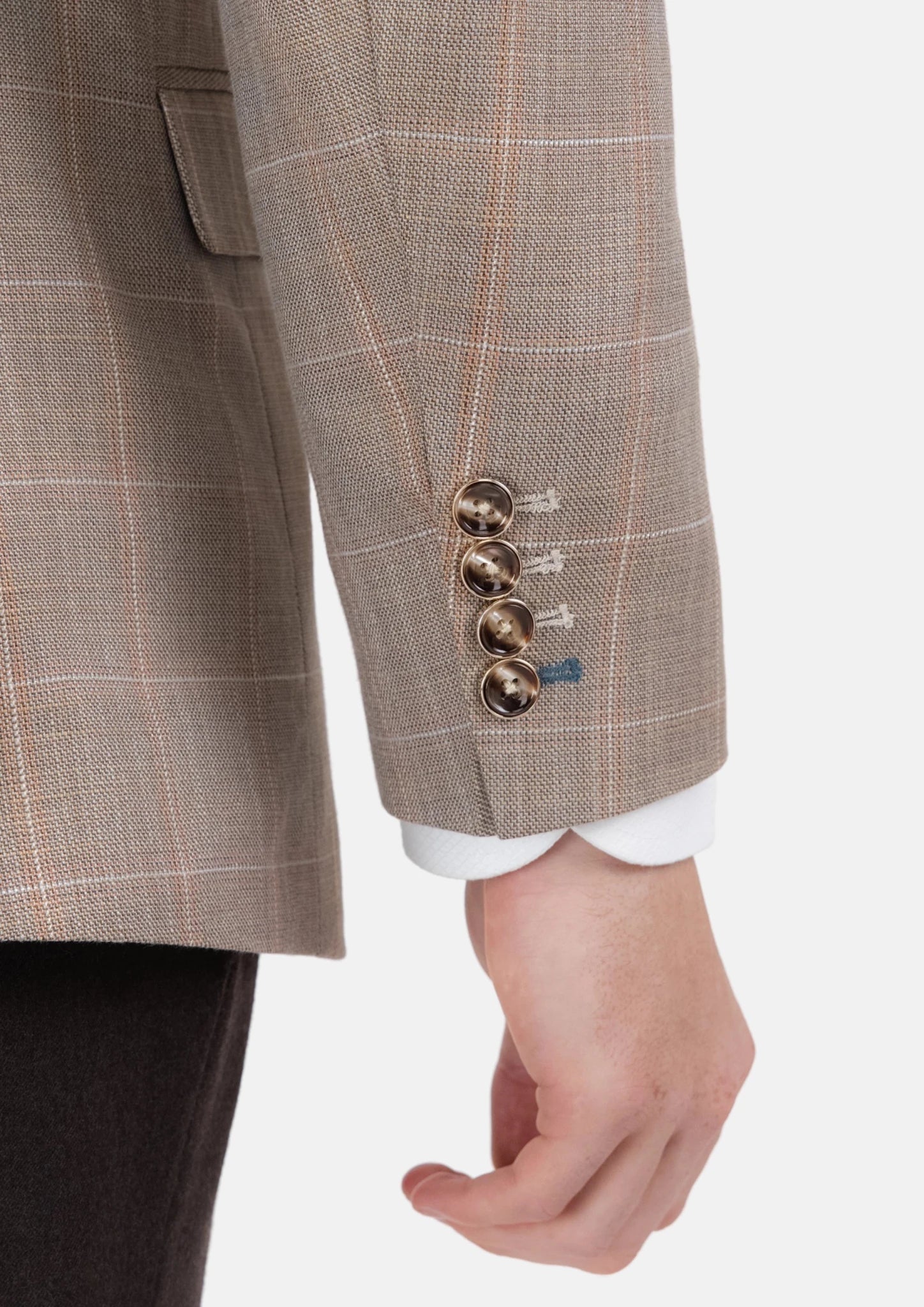 Beige Windowpane Check Jacket - SARTORO988