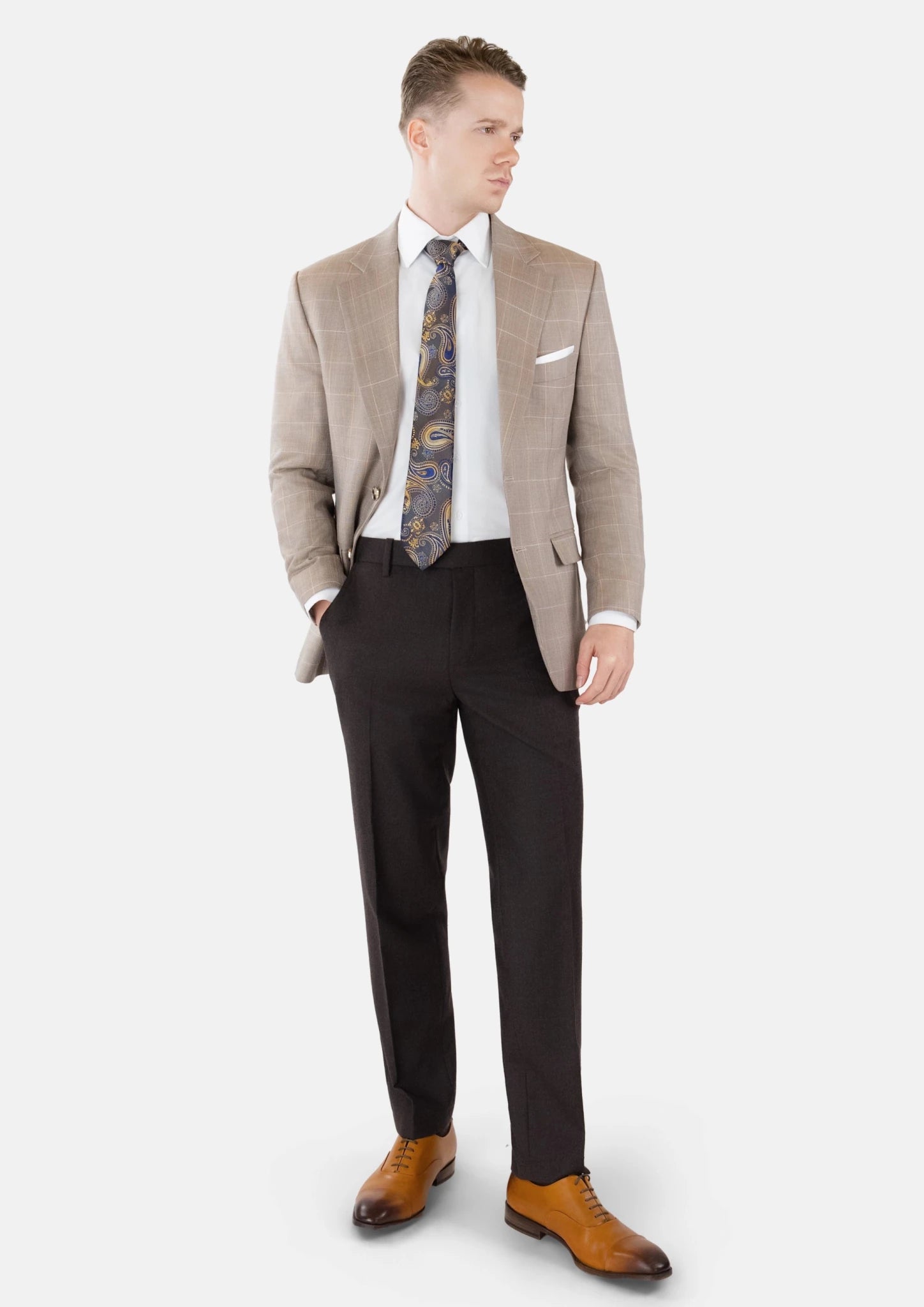 Beige Windowpane Check Jacket - SARTORO81