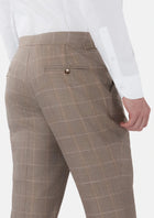 Beige Windowpane Check Pants - SARTORO19