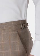 Beige Windowpane Check Pants - SARTORO86