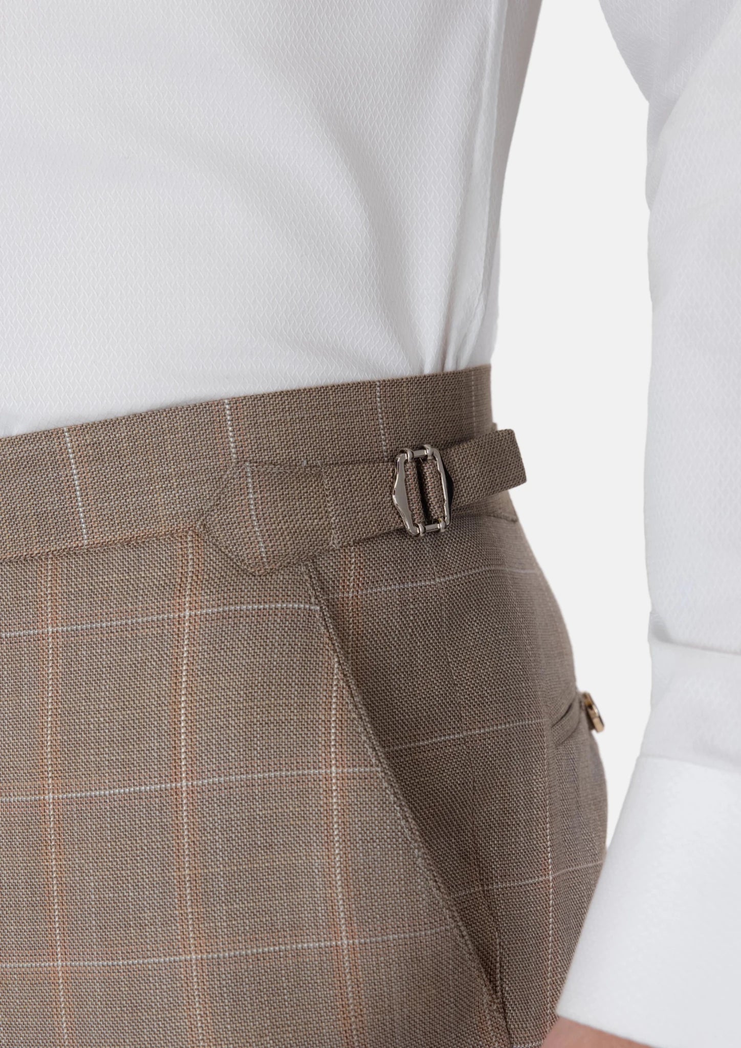Beige Windowpane Check Pants - SARTORO81
