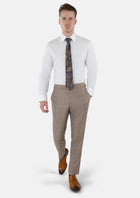 Beige Windowpane Check Pants - SARTORO391