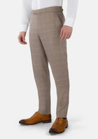 Beige Windowpane Check Pants - SARTORO323
