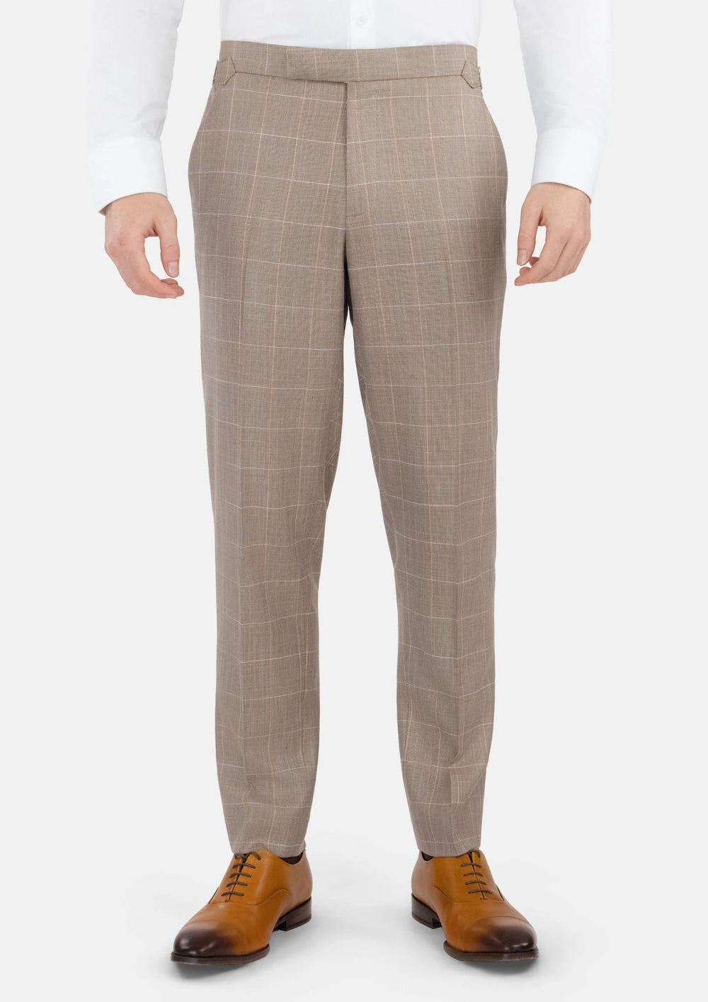 Beige Windowpane Bamboo Pants639