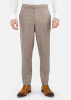 Beige Windowpane Check Pants - SARTORO127