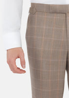 Beige Windowpane Check Pants - SARTORO887