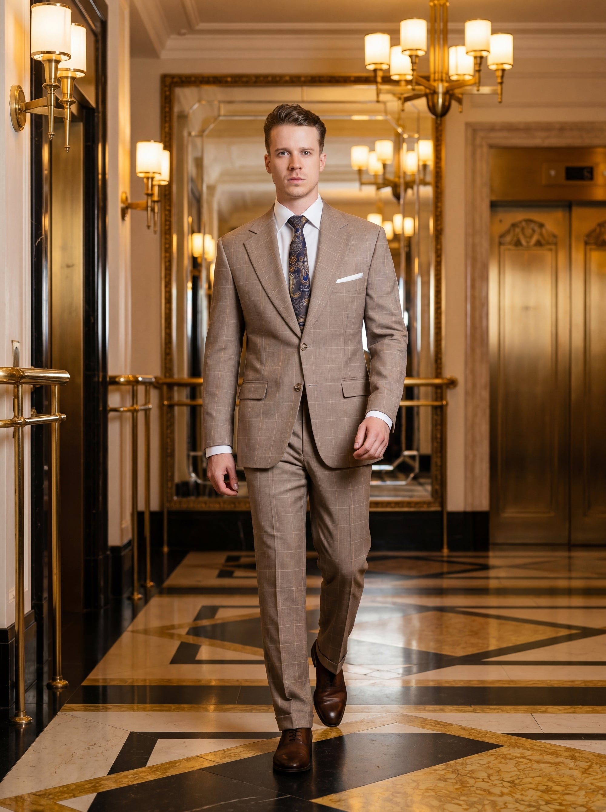 beige-windowpane-check-suit-art-deco-foyer-v2603