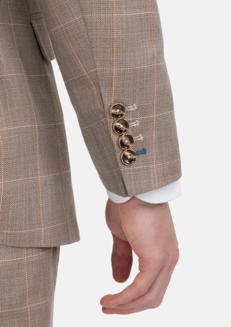 Beige Windowpane Check Suit - SARTORO705