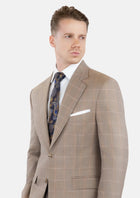 Beige Windowpane Check Suit - SARTORO759