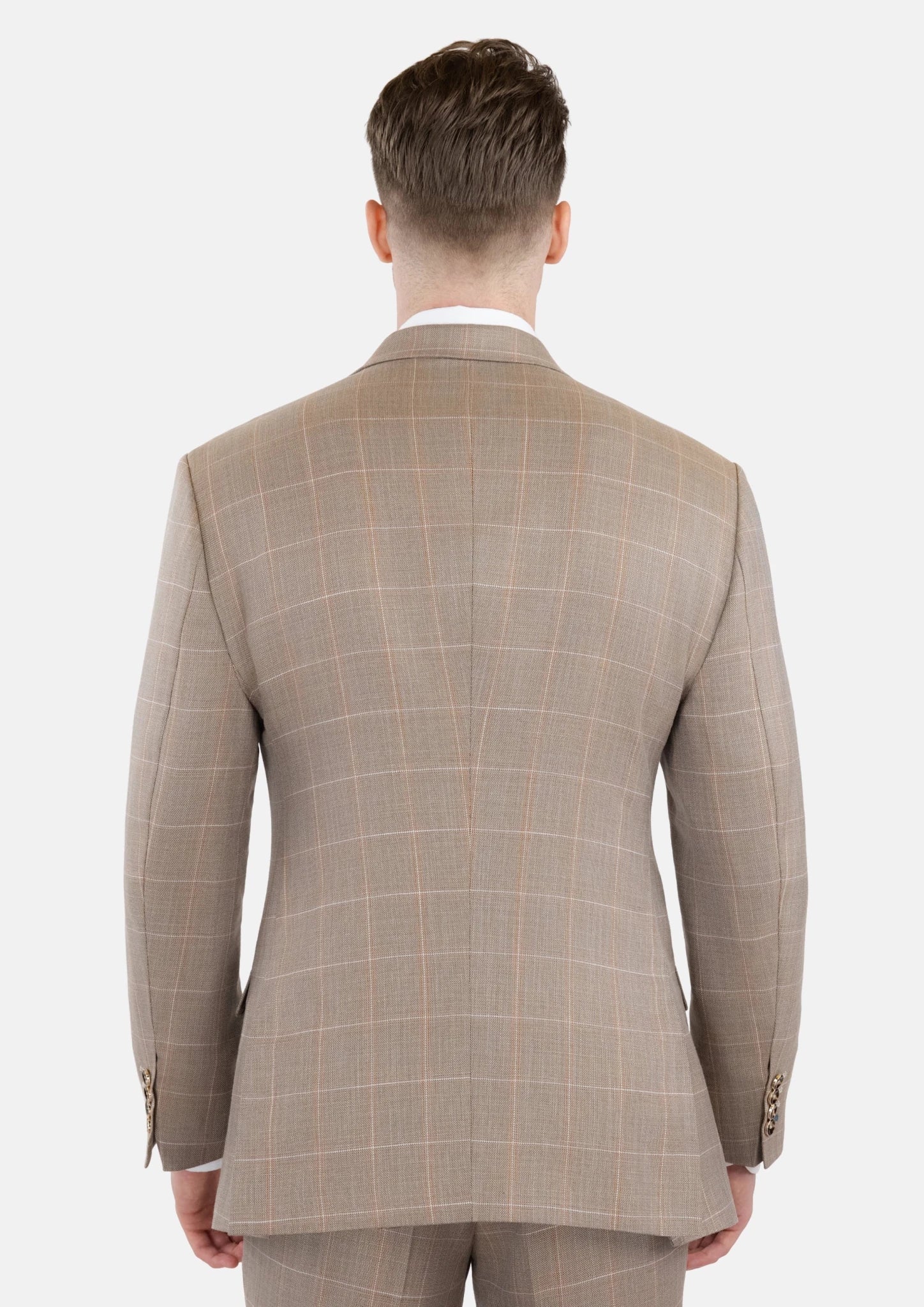 Beige Windowpane Check Suit - SARTORO810