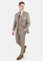 Beige Windowpane Check Suit - SARTORO485