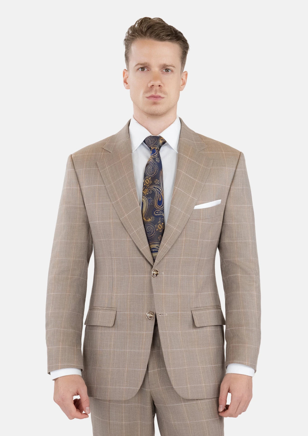 Beige Windowpane Bamboo Suit4