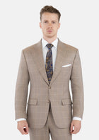 Beige Windowpane Check Suit - SARTORO475