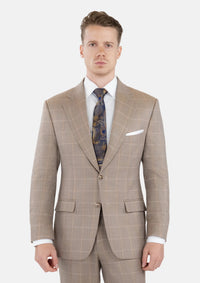 Beige Windowpane Check Suit