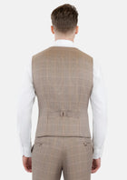 Beige Windowpane Check Vest - SARTORO527