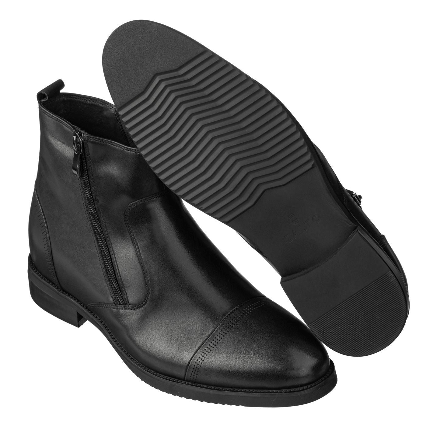 Black CALTO Zipper Boots- 3137