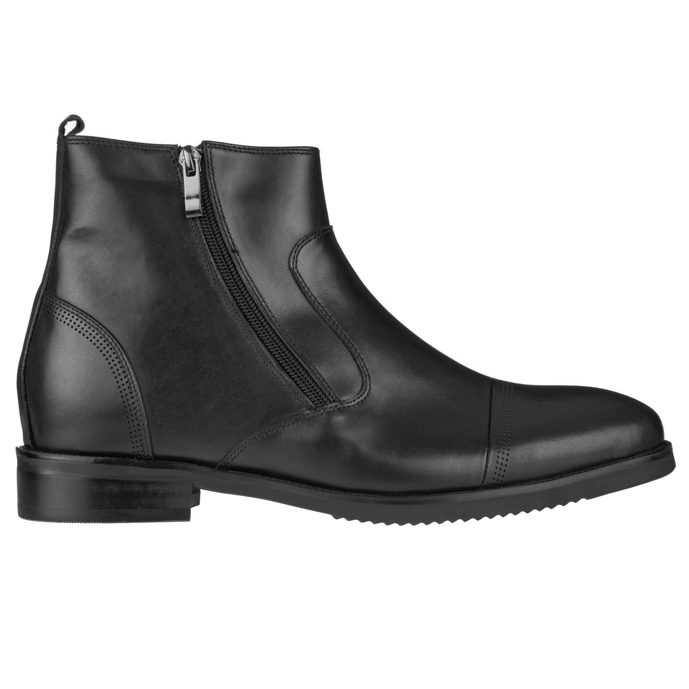 Black CALTO Zipper Boots- 3843