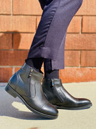 Black CALTO Zipper Boots- 3663