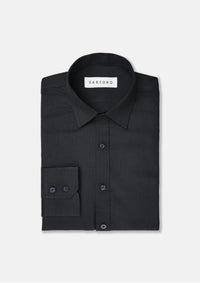 Black Egyptian Cotton Broadcloth Shirt - SARTORO
