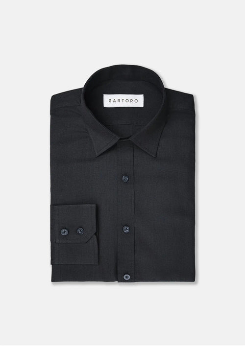 Black Egyptian Cotton Broadcloth Shirt - SARTORO