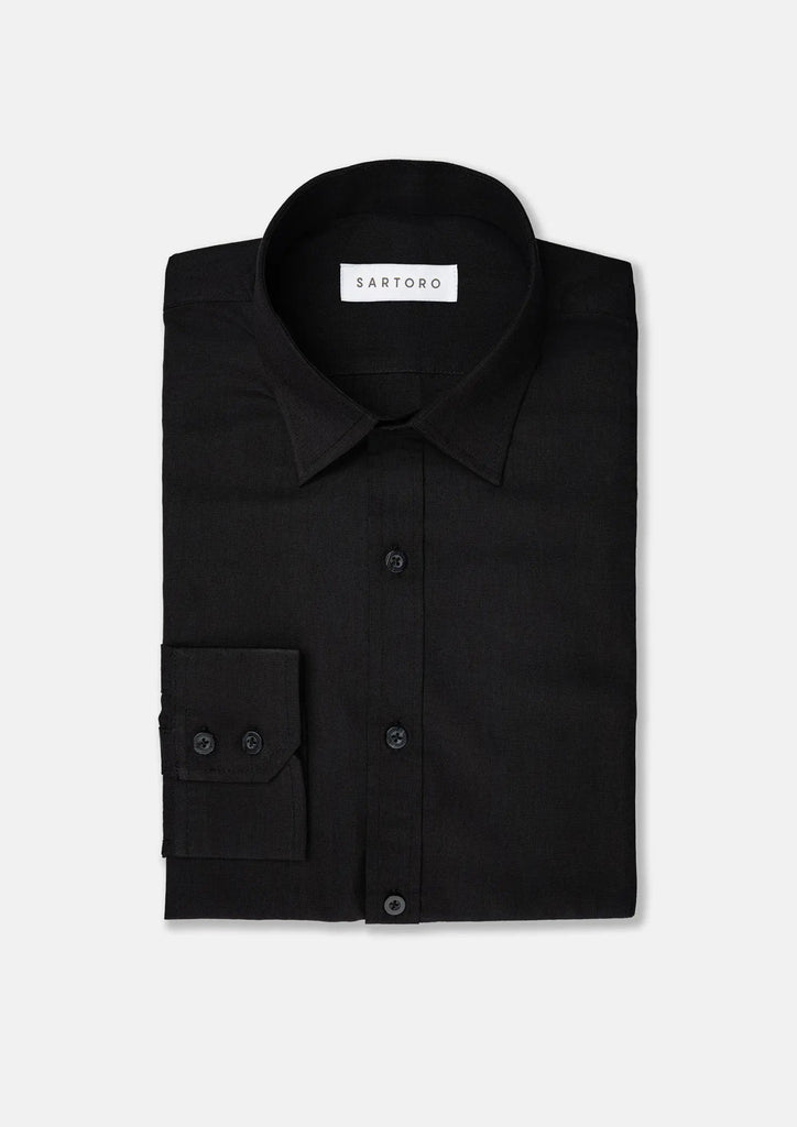 Black Egyptian Cotton Broadcloth Shirt - SARTORO