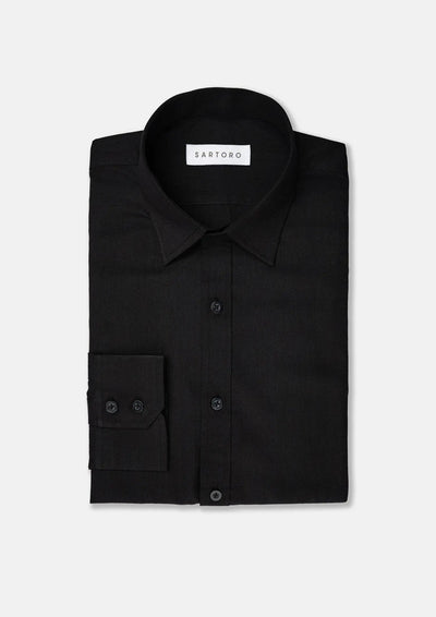 Black Egyptian Cotton Broadcloth Shirt - SARTORO