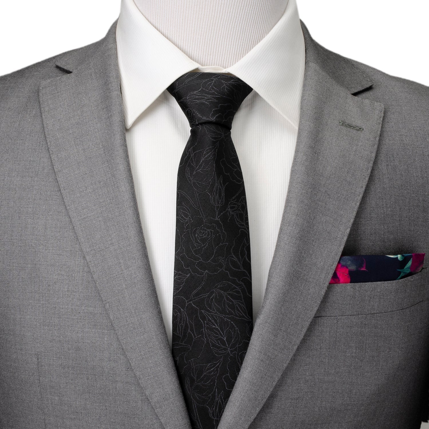 Black Floral Men's Tie - SARTORO615
