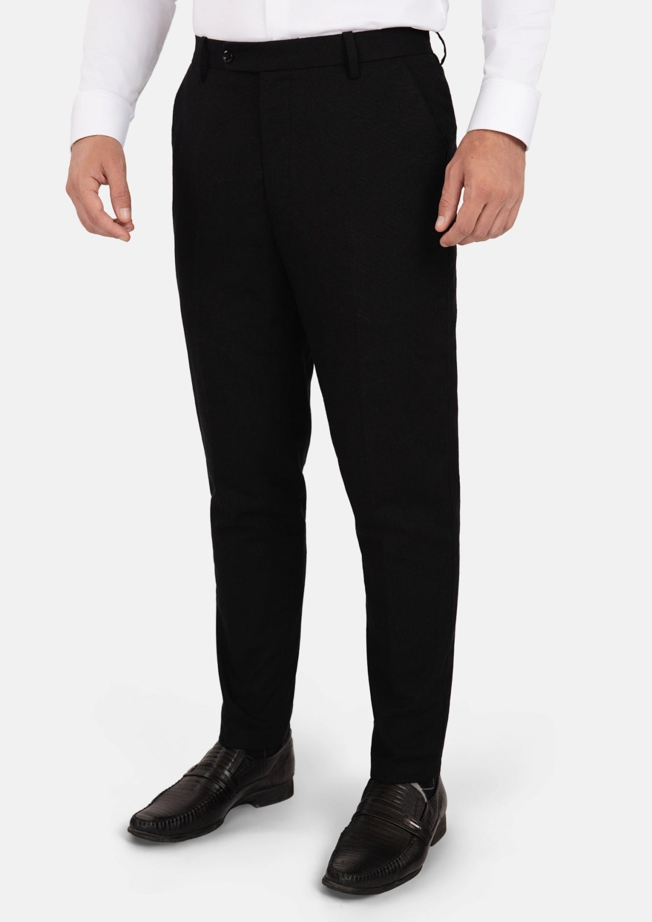 Black Linen Blend Pants - SARTORO
